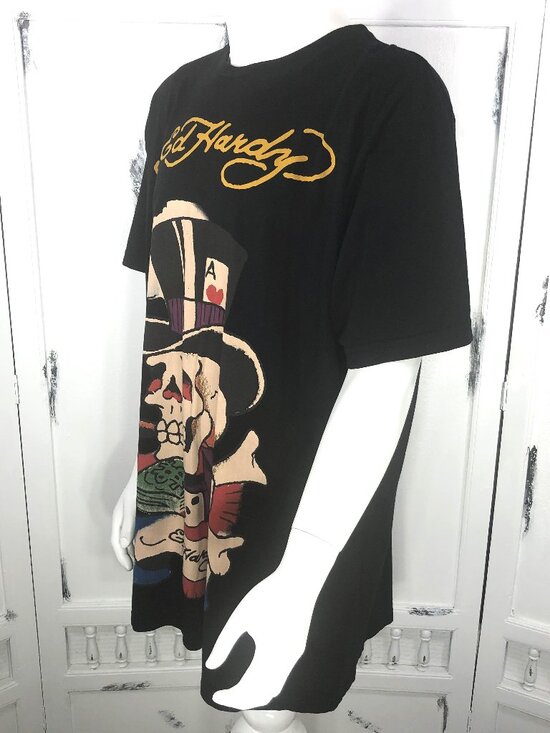 Ed Hardy Designs Mens T Shirt Black Skull Poker Dice Money Size 3XL - Picture 7 of 12